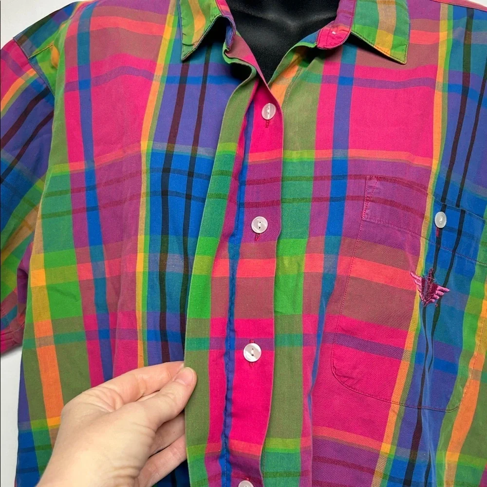 Multicolor vintage dockers women’s shirt 1990s 100% cotton rainbow